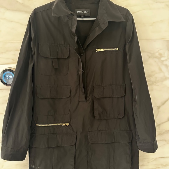 Cynthia Rowley Black Utility Shirt Dress with Gold Zippers – Size 6 - Picture 1 of 7